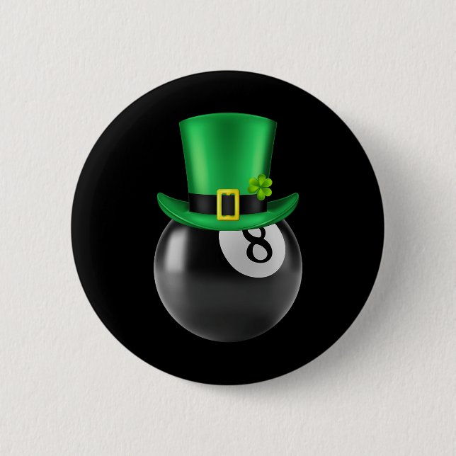 8 Ball Pool Billiards Lover St Paddys Day Leprecha 2 Inch Round Button (Front)