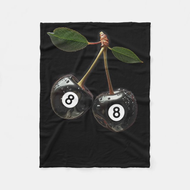 8 Ball Pool Billiards Player Cherries  Fleece Blanket (Front)
