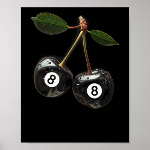 8 Ball Pool Billiards Player Cherries  Poster