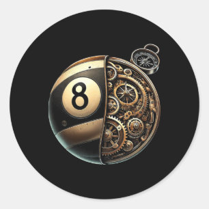 8 Ball Pool Billiards Player Classic Round Sticker