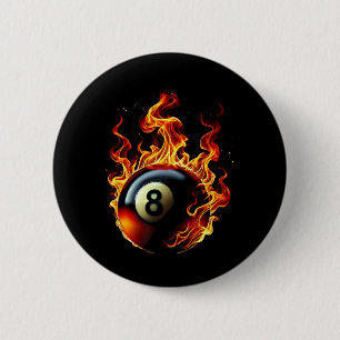 8 Ball Pool Billiards Player Flame 2 Inch Round Button