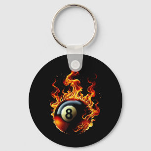 8 Ball Pool Billiards Player Flame Keychain