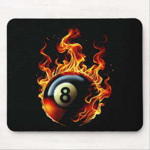 8 Ball Pool Billiards Player Flame Mouse Pad