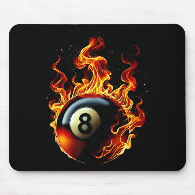 8 Ball Pool Billiards Player Flame  Mouse Pad (Front)