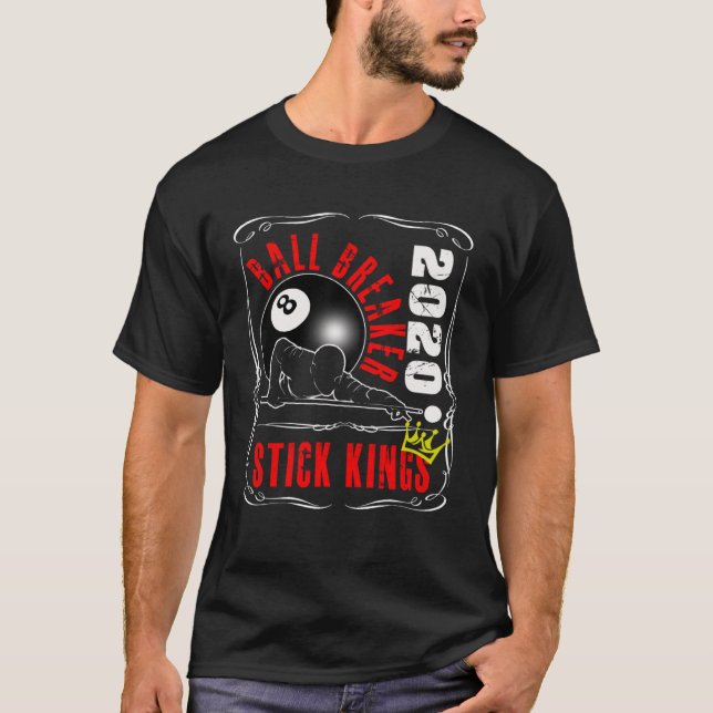 8 Ball Pool Billiards  Stick King Player Tea   1 T-Shirt (Front)
