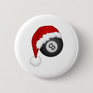 8 Ball Santa hat Funny christmas billiards snooker 2 Inch Round Button