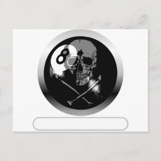 8 Ball Skull and Crossbones Postcard