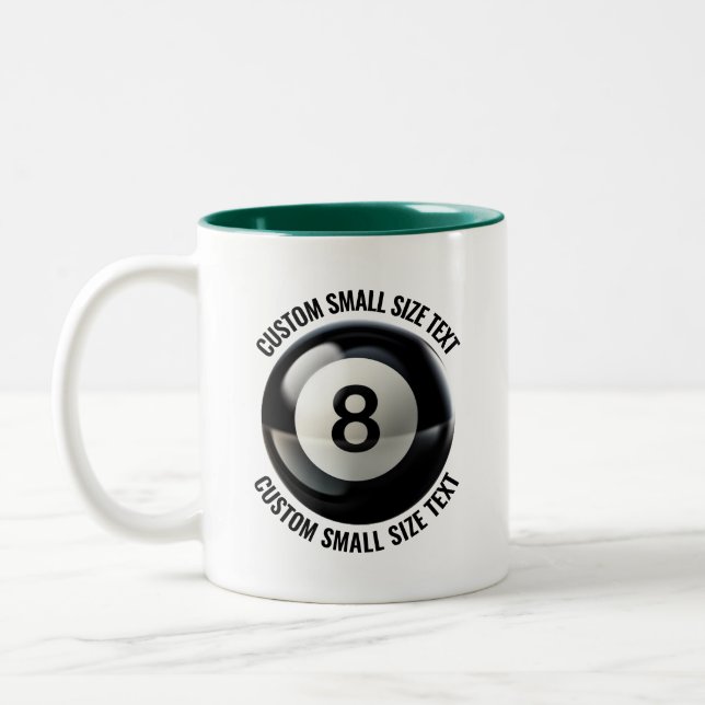 8 Ball & Small Text HUNTER GREEN 11oz Custom Two-Tone Coffee Mug (Left)