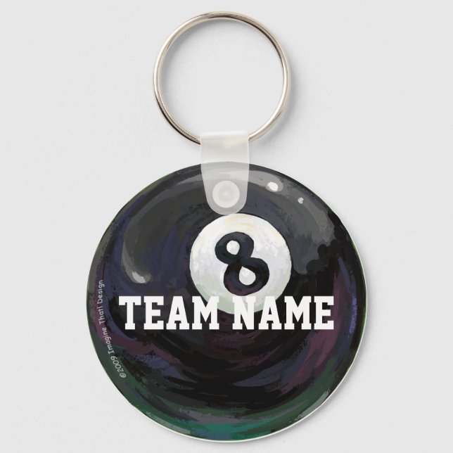 8 Ball Team Name Key Chain (Front)