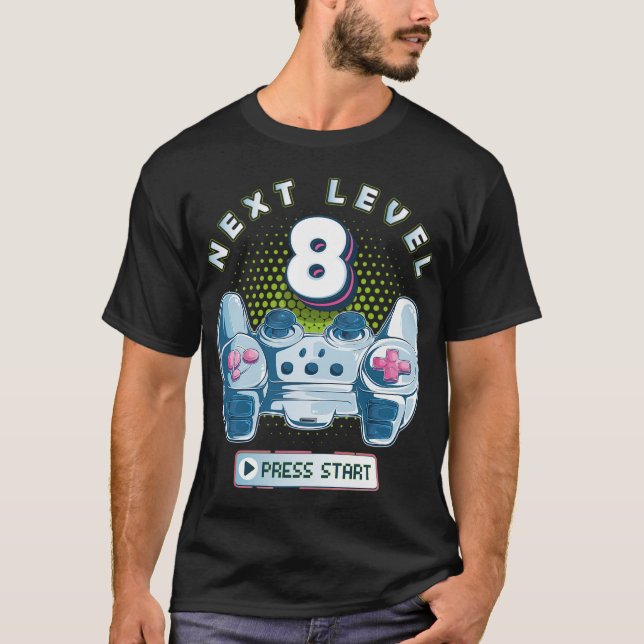 8 Birthday Gamer Next Level 8 Gaming Controller T-Shirt (Front)