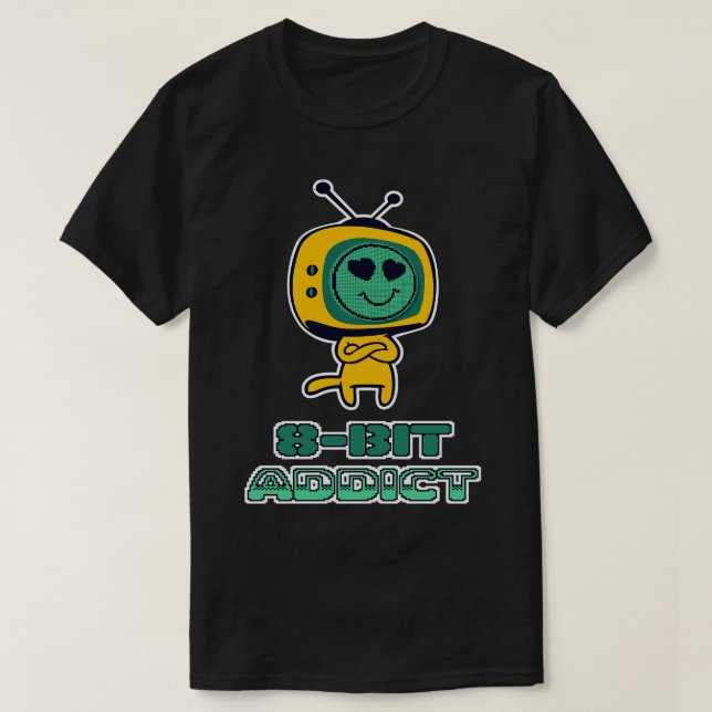 8 Bit Addict Retro Gaming Gamers T-Shirt (Design Front)
