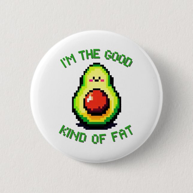 8-Bit Avocado: Retro Humor Meets Health 2 Inch Round Button (Front)