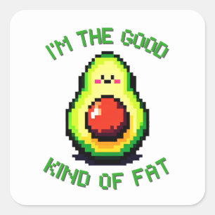 8-Bit Avocado: Retro Humor Meets Health Square Sticker