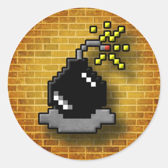 8 Bit Bomb Classic Round Sticker (Front)