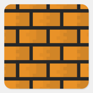 8 Bit Brick Wall Square Sticker