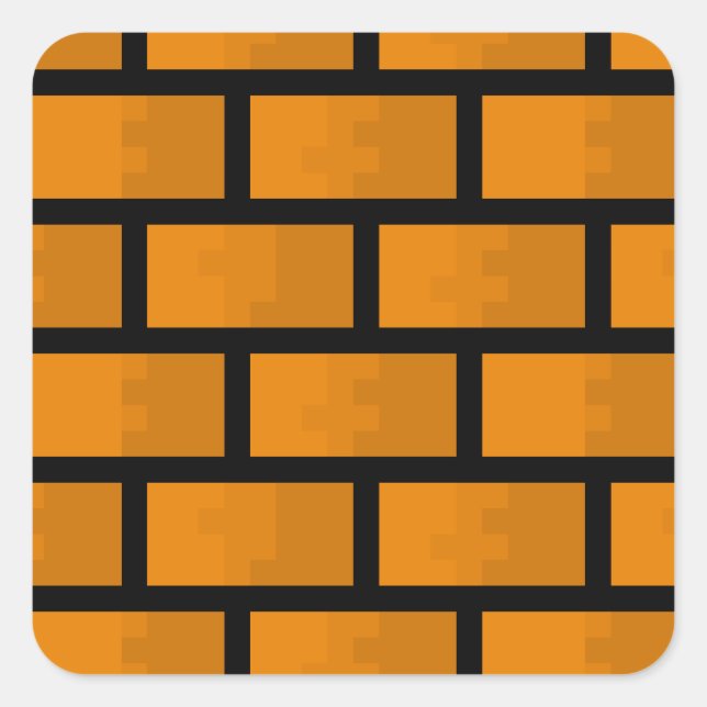 8 Bit Brick Wall Square Sticker (Front)