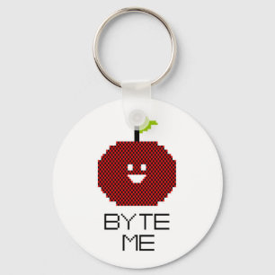 8-Bit Byte Me Cute Apple Pixel Art Keychain