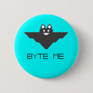 8-Bit Byte Me Cute Vampire Bat  Pixel Art 2 Inch Round Button