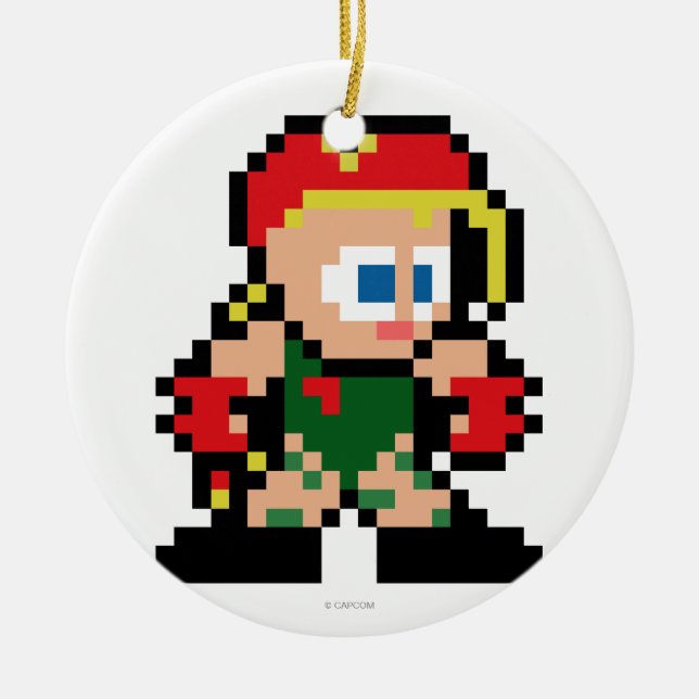 8-Bit Cammy Ceramic Ornament (Front)