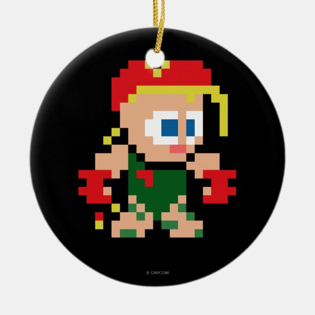 8-Bit Cammy Ceramic Ornament (Front)
