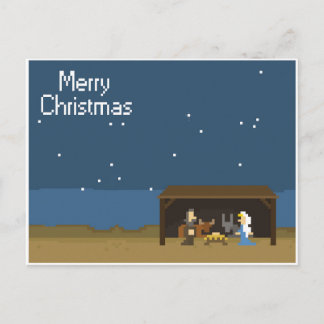 8-Bit Christmas Nativity Scene Holiday Postcard