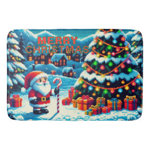 8 bit Christmas tree & Santa Bath Mat