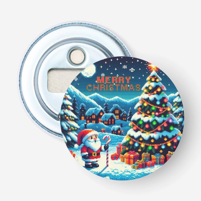 8 bit Christmas tree & Santa Bottle Opener (Front)