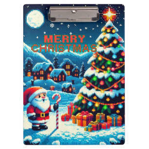 8 bit Christmas tree & Santa Clipboard