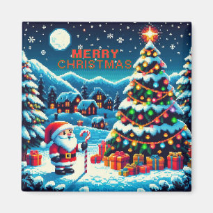 8 bit Christmas tree & Santa Magnet