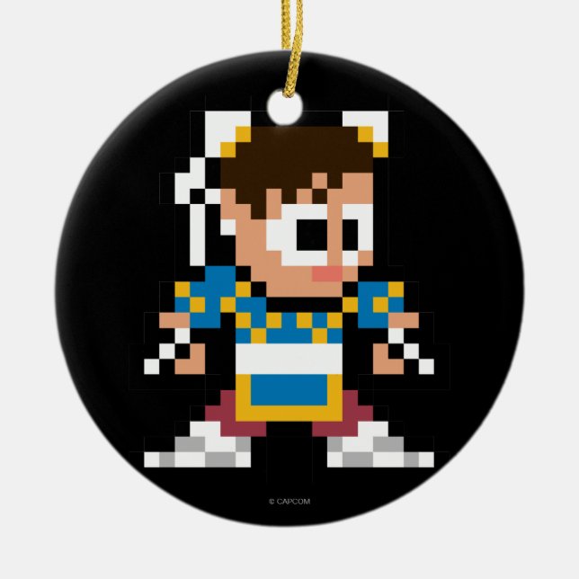 8-Bit Chun-Li Ceramic Ornament (Front)