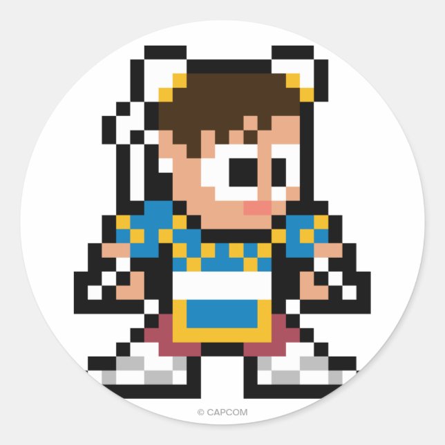 8-Bit Chun-Li Classic Round Sticker (Front)
