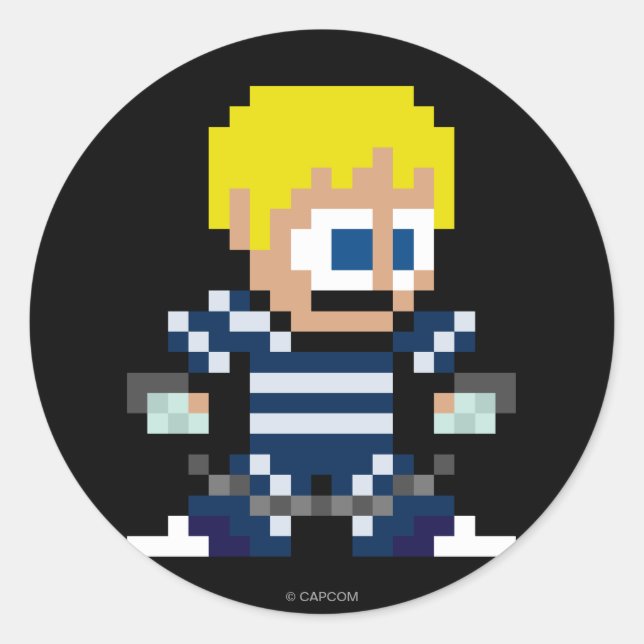 8-Bit Cody Classic Round Sticker (Front)