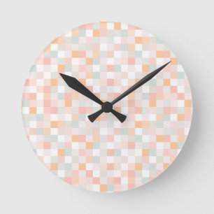 8-Bit Computer Game Pixel Rainbow Block Round Clock