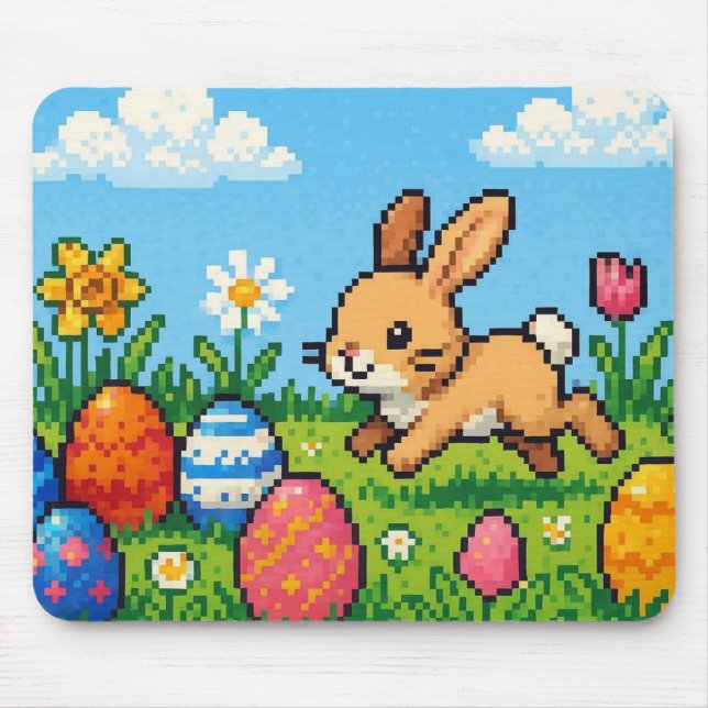 8 bit cute Easter bunny/rabbit Mouse Pad (Front)