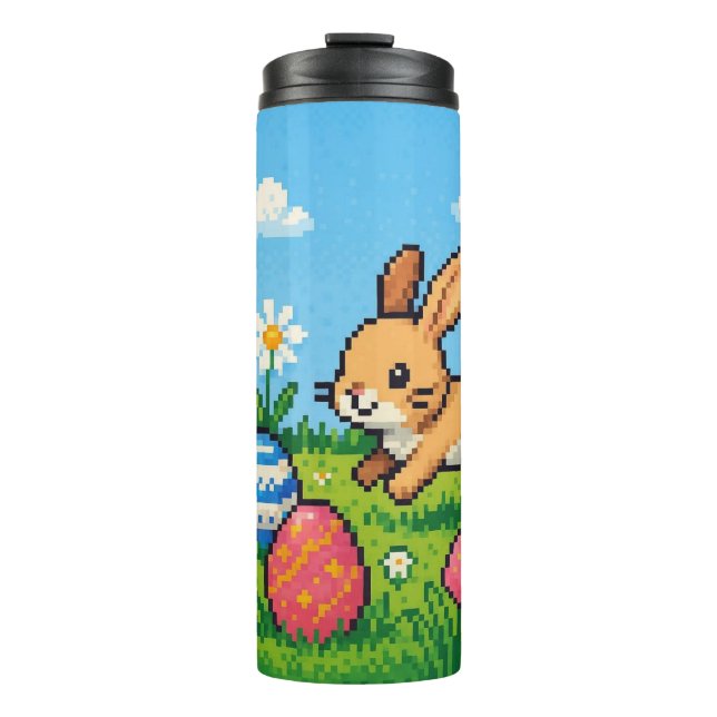 8 bit cute Easter bunny/rabbit Thermal Tumbler (Front)