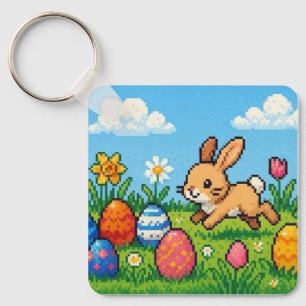 8 bit cute Easter bunny/rabbit Travel Mug Keychain