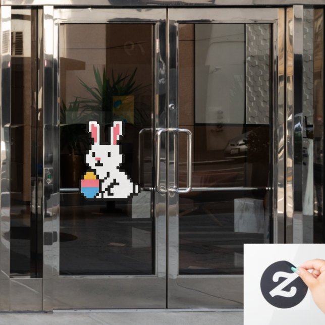 8 bit cute Easter bunny/rabbit Window Cling (Office Door)