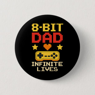 8-Bit Dad with Infinite Lives  2 Inch Round Button