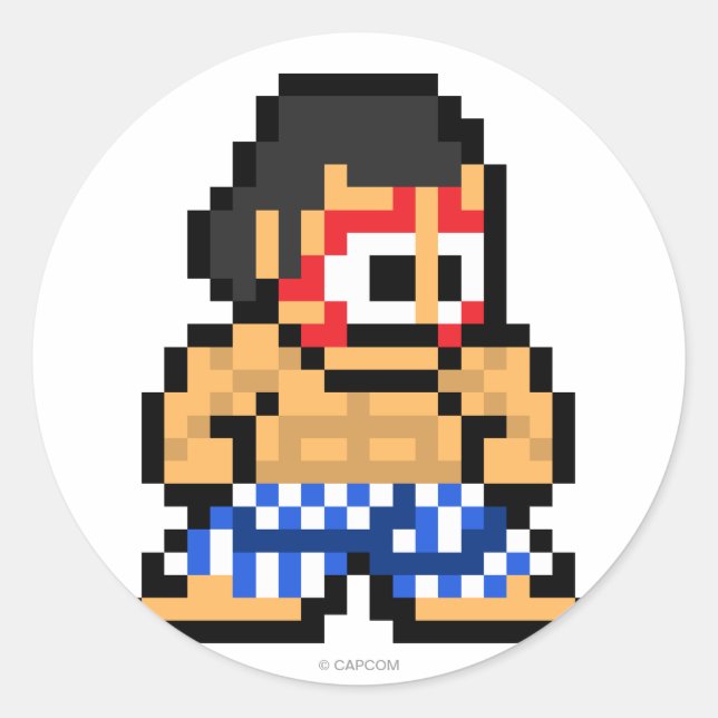 8-Bit E. Honda Classic Round Sticker (Front)