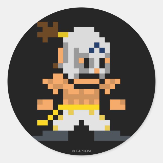8-Bit El Fuerte Classic Round Sticker (Front)