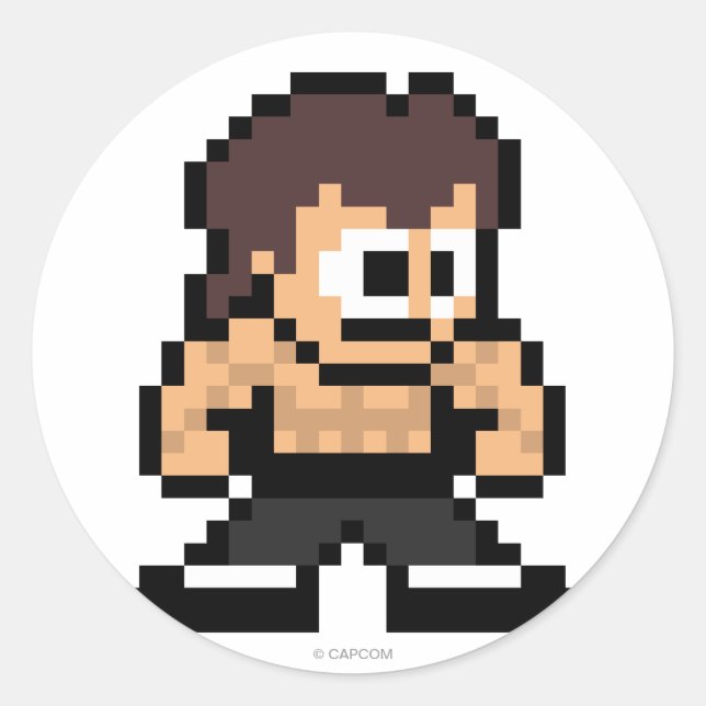 8-Bit Fei Long Classic Round Sticker (Front)