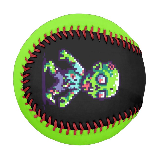 8-bit funny zombie Halloween  Baseball (Front Left)