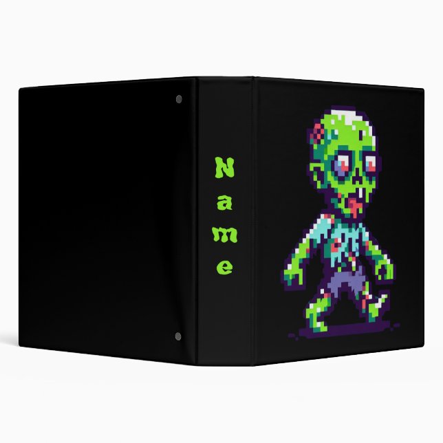 8-bit funny zombie Halloween  Binder (Background)