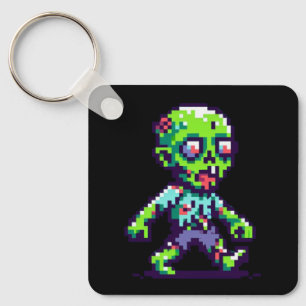 8-bit funny zombie Halloween  Keychain