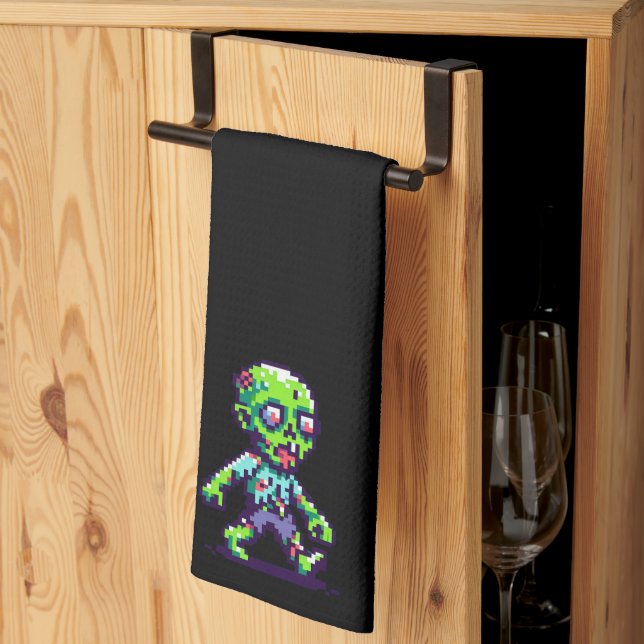 8-bit funny zombie Halloween  Kitchen Towel (Thirds Fold)