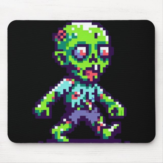 8-bit funny zombie Halloween  Mouse Pad (Front)