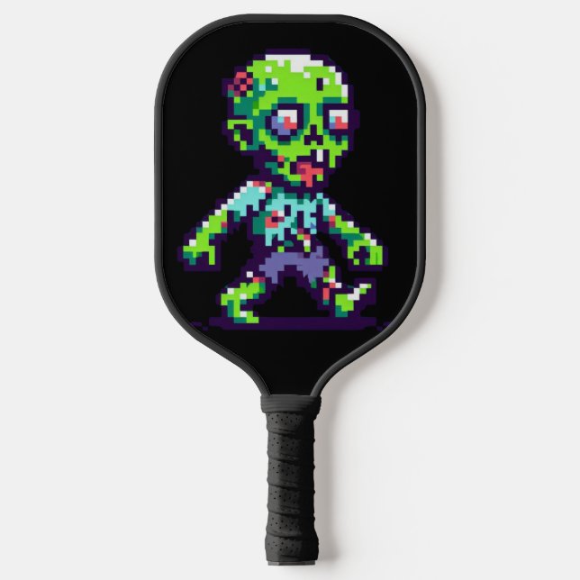 8-bit funny zombie Halloween  Pickleball Paddle (Front)