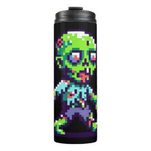8-bit funny zombie Halloween  Thermal Tumbler