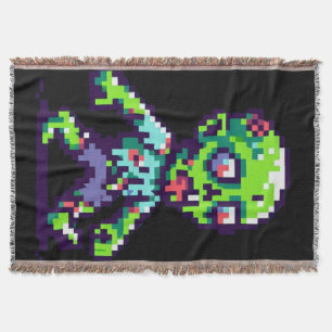8-bit funny zombie Halloween Throw Blanket