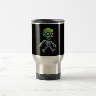 8-bit funny zombie Halloween Travel Mug